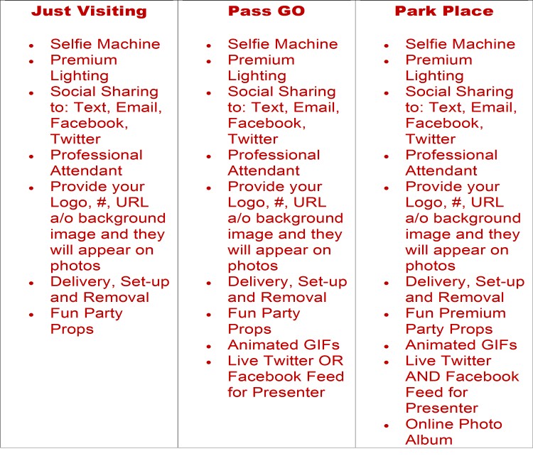 Selfie Station Packages